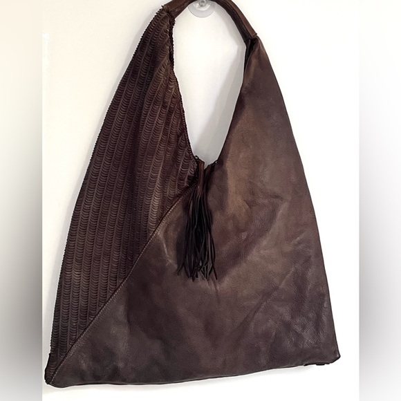 Johnny Was  RARE Taupe Slouchy Leather Bag - Picture 5 of 15